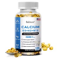 Calcio+d3+k2+b12 120 Cápsulas 2000 Mg